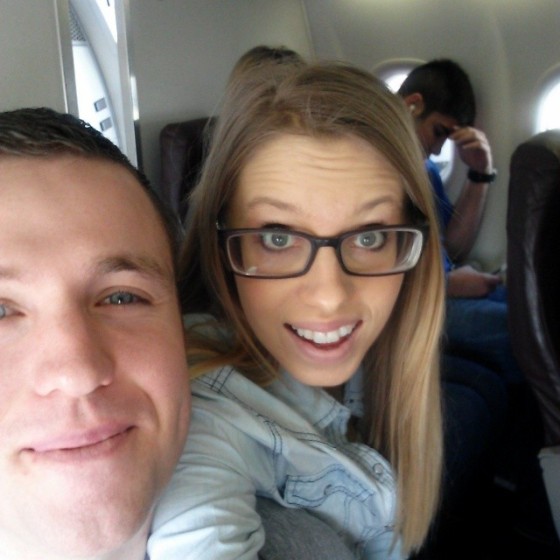 On the plane!  This was our first plane ride together:)